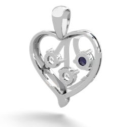 Sapphire Glowing Heart 14K White Gold pendant P2233