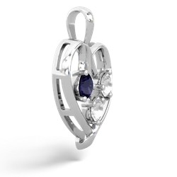 Sapphire Glowing Heart 14K White Gold pendant P2233