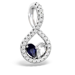 Sapphire Pave Twist 'One Heart' 14K White Gold pendant P5360