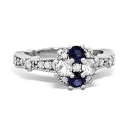 Sapphire Sparkling Tiara Cluster 14K White Gold ring R26293RD