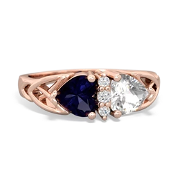 Sapphire Celtic Knot Double Heart 14K Rose Gold ring R5040