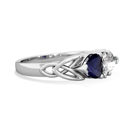 Sapphire Celtic Knot Double Heart 14K White Gold ring R5040