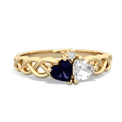 Sapphire Heart To Heart Braid 14K Yellow Gold ring R5870