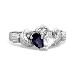 Sapphire 'Our Heart' Claddagh 14K White Gold ring R2388