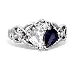 Sapphire 'One Heart' Celtic Knot Claddagh 14K White Gold ring R5322