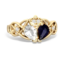 Sapphire 'One Heart' Celtic Knot Claddagh 14K Yellow Gold ring R5322