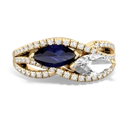 Sapphire Diamond Rivers 14K Yellow Gold ring R3070