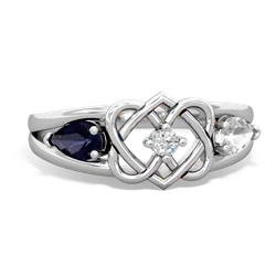 Sapphire Hearts Intertwined 14K White Gold ring R5880
