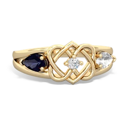 Sapphire Hearts Intertwined 14K Yellow Gold ring R5880