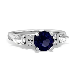 Sapphire 6Mm Round Eternal Embrace Engagement 14K White Gold ring R2005