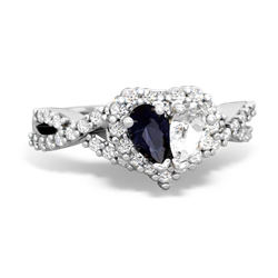 Sapphire Diamond Twist 'One Heart' 14K White Gold ring R2640HRT