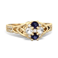 Sapphire Celtic Knot Cluster Engagement 14K Yellow Gold ring R26443RD