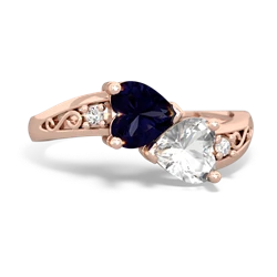 Sapphire Snuggling Hearts 14K Rose Gold ring R2178