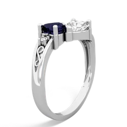 Sapphire Snuggling Hearts 14K White Gold ring R2178