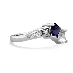 Sapphire Snuggling Hearts 14K White Gold ring R2178