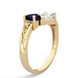 Sapphire Snuggling Hearts 14K Yellow Gold ring R2178