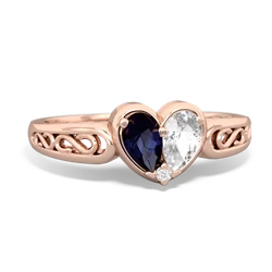 Sapphire Filligree 'One Heart' 14K Rose Gold ring R5070