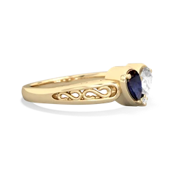 Sapphire Filligree 'One Heart' 14K Yellow Gold ring R5070