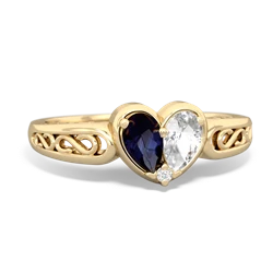 Sapphire Filligree 'One Heart' 14K Yellow Gold ring R5070