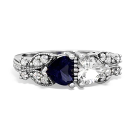 Sapphire Diamond Butterflies 14K White Gold ring R5601