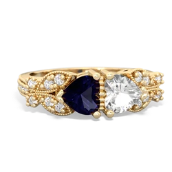 Sapphire Diamond Butterflies 14K Yellow Gold ring R5601