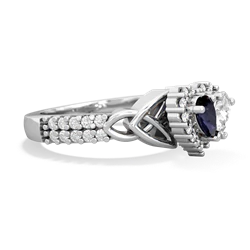 Sapphire Celtic Knot Two Hearts As One 14K White Gold ring R2644HRT