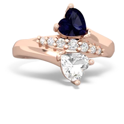 Sapphire Heart To Heart 14K Rose Gold ring R2064