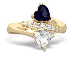 Sapphire Heart To Heart 14K Yellow Gold ring R2064