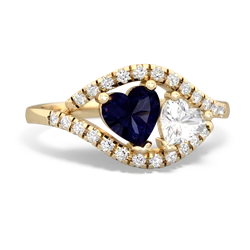 Sapphire Mother And Child 14K Yellow Gold ring R3010