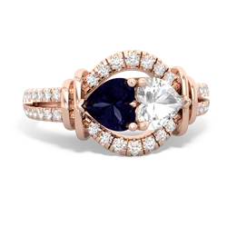 Sapphire Art-Deco Keepsake 14K Rose Gold ring R5630