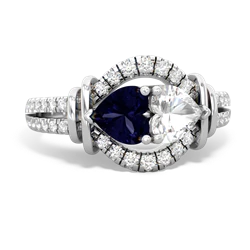 Sapphire Art-Deco Keepsake 14K White Gold ring R5630