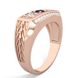 Sapphire Three Stone Tire Tread Men's 14K Rose Gold ring R0520