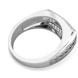 Sapphire Three Stone Tire Tread Men's 14K White Gold ring R0520