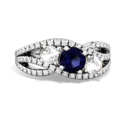 Sapphire Three Stone Aurora 14K White Gold ring R3080