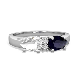 Sapphire Pear Bowtie 14K White Gold ring R0865