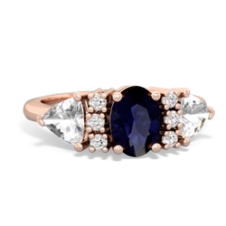 Sapphire Antique Style Three Stone 14K Rose Gold ring R2186