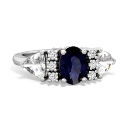 Sapphire Antique Style Three Stone 14K White Gold ring R2186