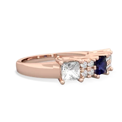 Sapphire Three Stone Diamond Cluster 14K Rose Gold ring R2592