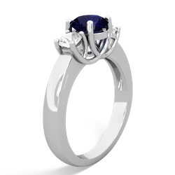 Sapphire Three Stone Round Trellis 14K White Gold ring R4018