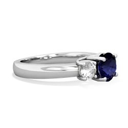 Sapphire Three Stone Round Trellis 14K White Gold ring R4018