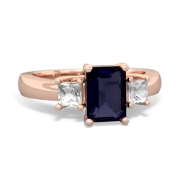 Sapphire Three Stone Emerald-Cut Trellis 14K Rose Gold ring R4021