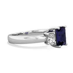 Sapphire Three Stone Emerald-Cut Trellis 14K White Gold ring R4021