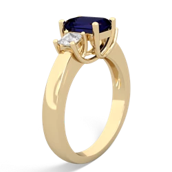 Sapphire Three Stone Emerald-Cut Trellis 14K Yellow Gold ring R4021