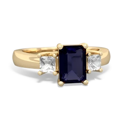 Sapphire Three Stone Emerald-Cut Trellis 14K Yellow Gold ring R4021