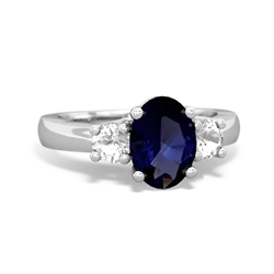 Sapphire Three Stone Oval Trellis 14K White Gold ring R4024