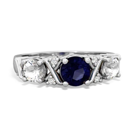 Sapphire Hugs And Kisses 14K White Gold ring R5016