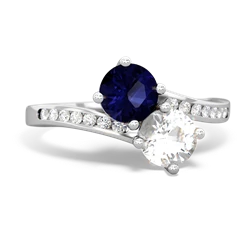 Sapphire Channel Set Two Stone 14K White Gold ring R5303