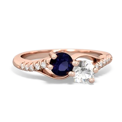 Sapphire Infinity Pave Two Stone 14K Rose Gold ring R5285