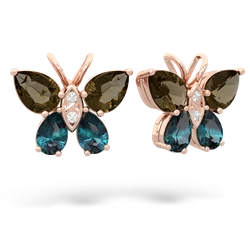 Smoky Quartz Butterfly 14K Rose Gold earrings E2215