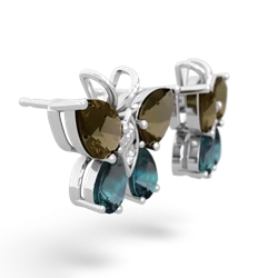 Smoky Quartz Butterfly 14K White Gold earrings E2215